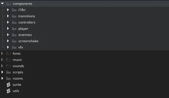 La mia alberatura di file e cartelle su Game Maker