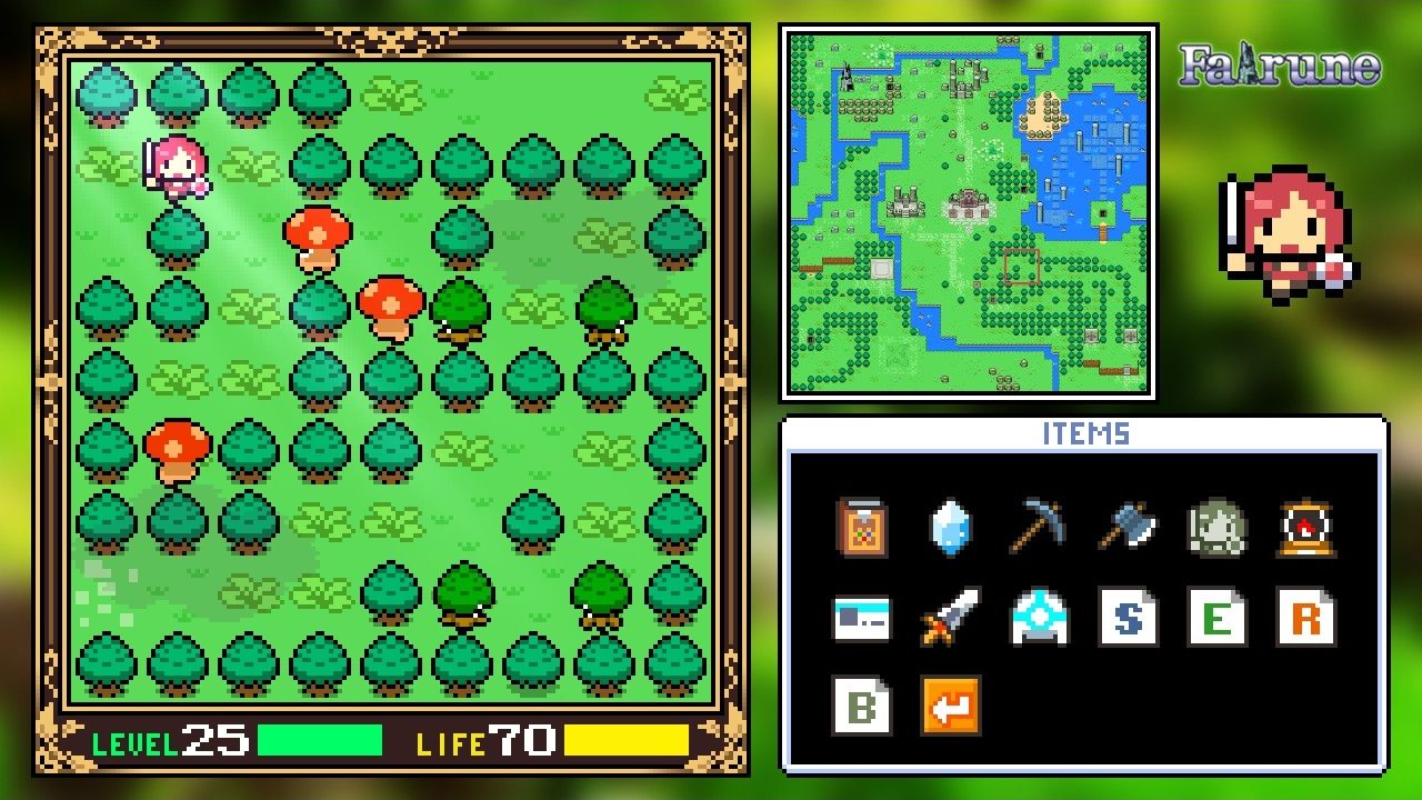 Una situazione comune di gioco dove Fairune somiglia a Zelda