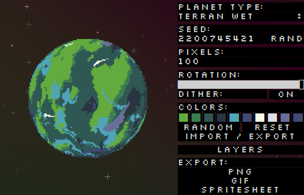 Pixel Planet Generator